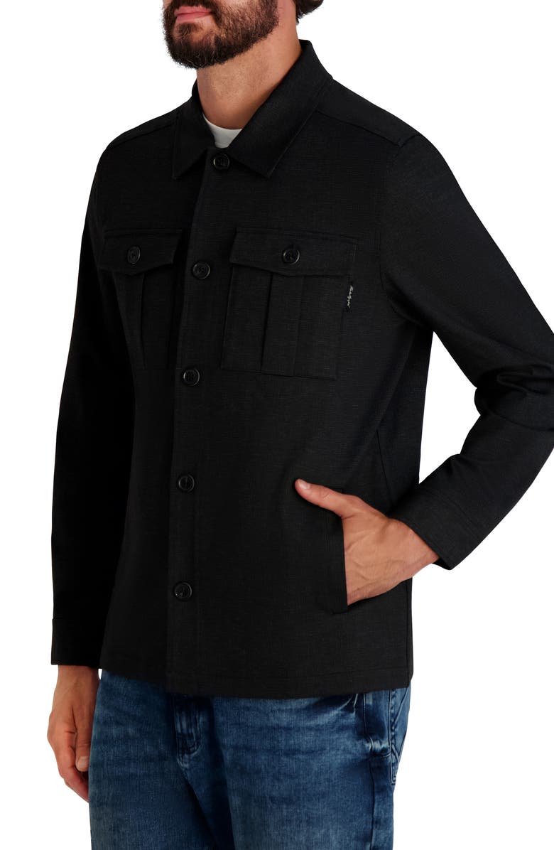 KARL LAGERFELD PARIS Chest Pocket Shirt Jacket, Alternate, color, Grey Black