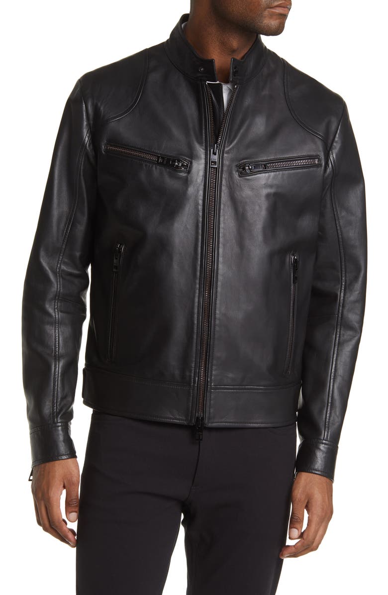 BOSS Malton 1 Leather Jacket, Alternate, color, 