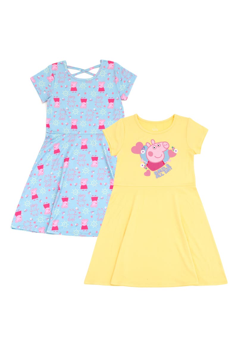 2-Pack Short Sleeve Dress, Main, color, Blue / Yellow