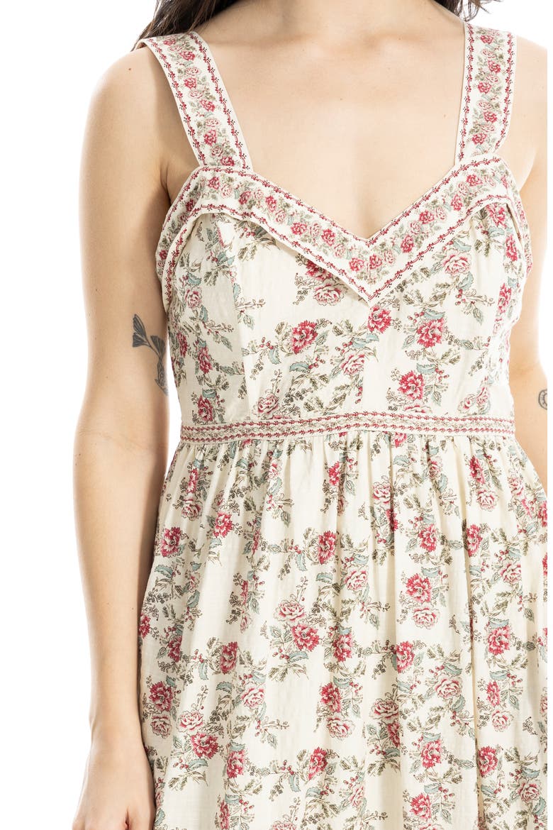 Floral Sleeveless Sweetheart Neck Maxi Dress, Alternate, color, CREAM/ RED PORCELAIN