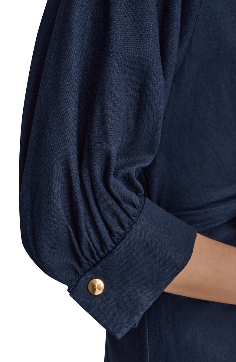 Donna Karan New York Linen Blend Midi Shirtdress, Alternate, color, Nightfall