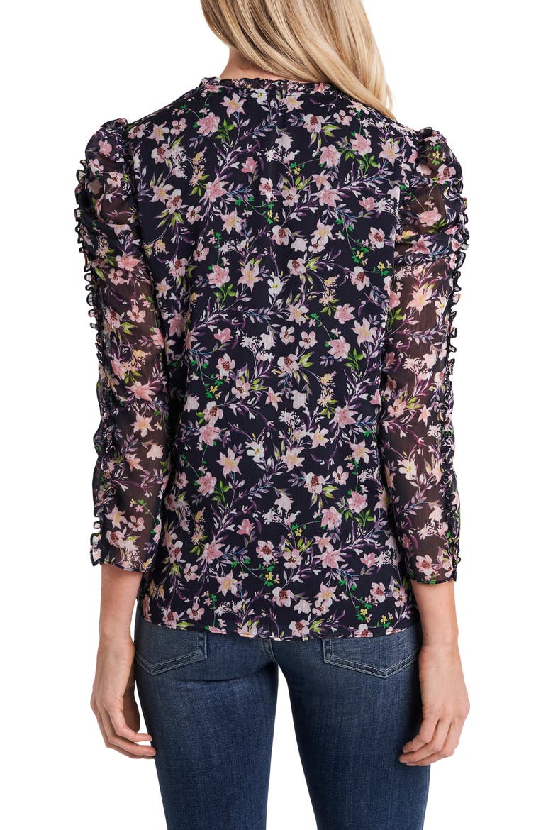 Botanic Charm Ruffle Blouse, Alternate, color, CAVIAR