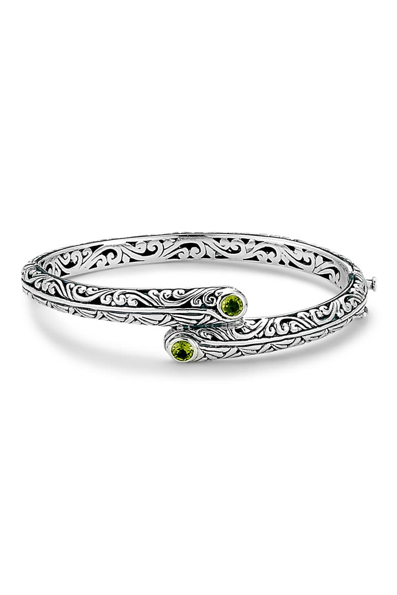 Peridot Bypass Bangle Bracelet, Main, color, GREEN