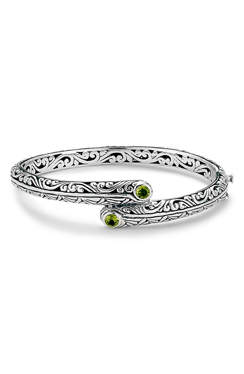 SAMUEL B. Peridot Bypass Bangle Bracelet, Main, color, Green