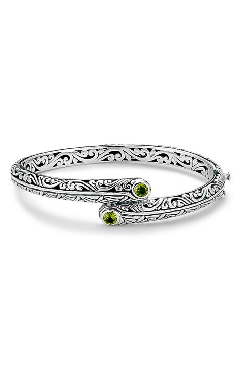 Peridot Bypass Bangle Bracelet