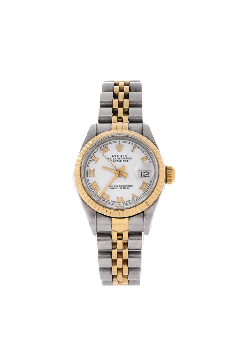 Oyster Perpetual Datejust Automatic Watch Stainless Steel and Yellow Gold 26, Main, color, Metallic Silver