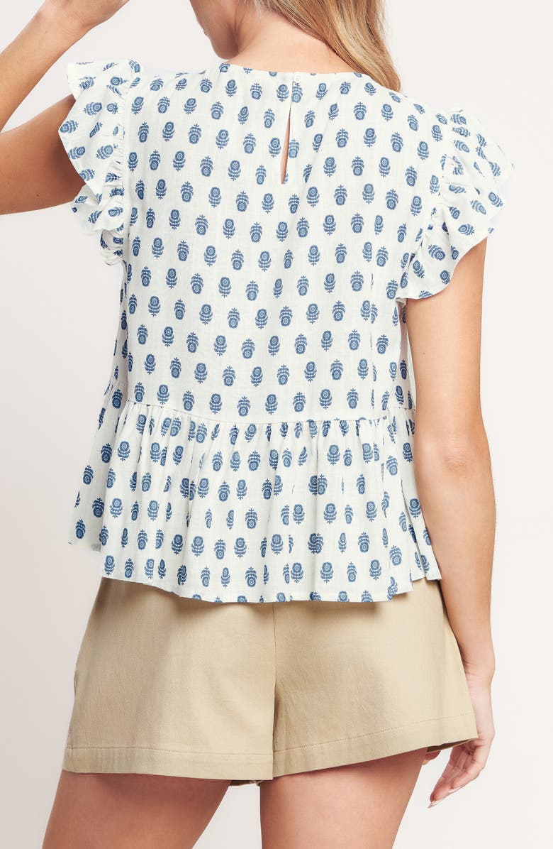 FLYING TOMATO Printed Woven Top, Alternate, color, Ivory Blue