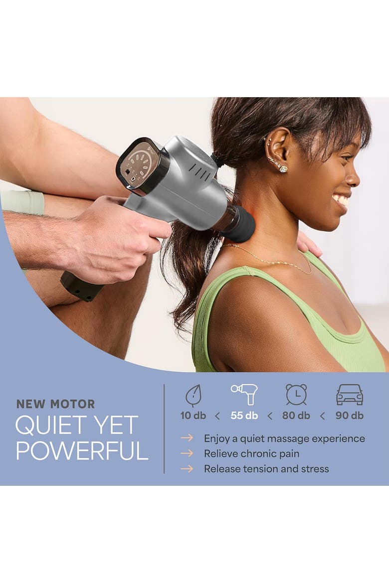 Sonic Massage Gun Percussion Muscle Massager with 8 Heads & 6 Speeds, Alternate, color, Silver