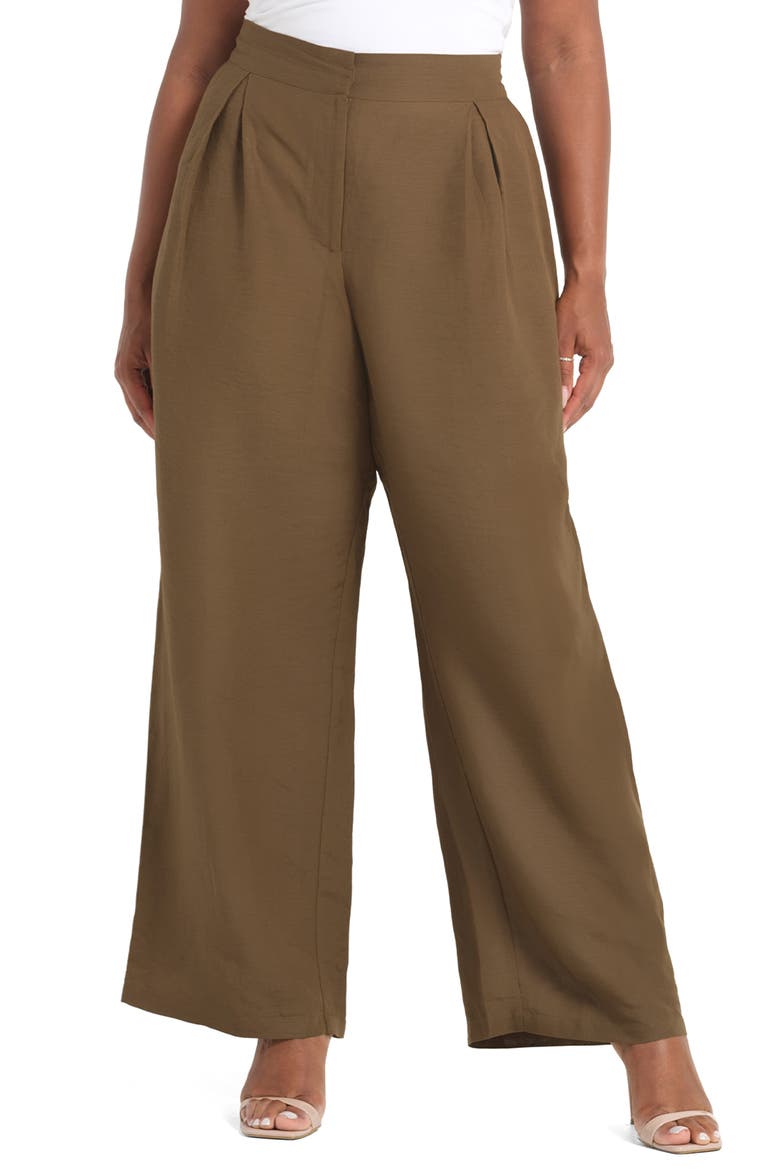 Katrina High Waist Pleated Wide Leg Pants, Main, color, FERN