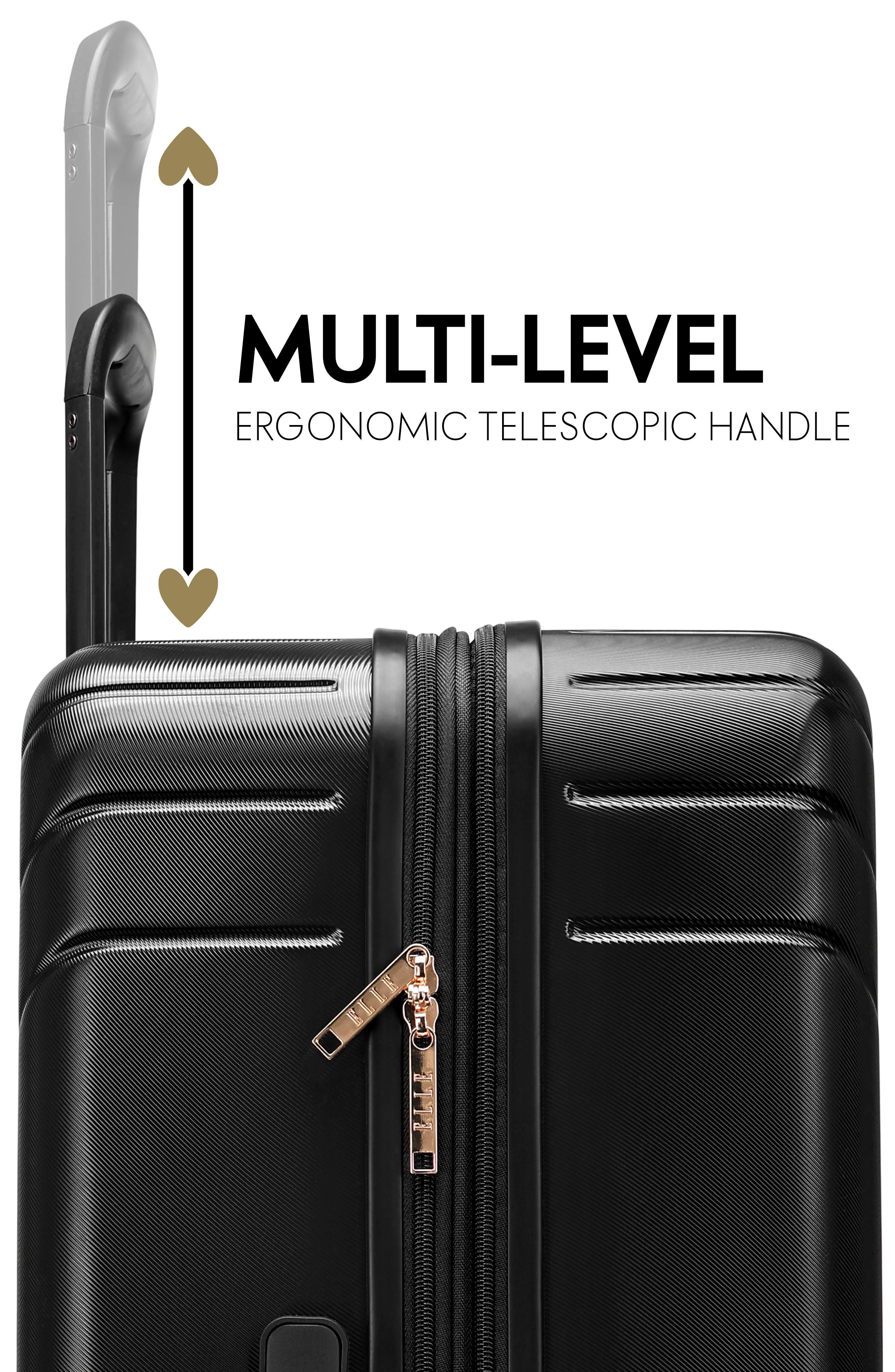 ELLE Louvre 2 Piece Expandable Polycarbonate Spinner Luggage Set, Alternate, color, Black