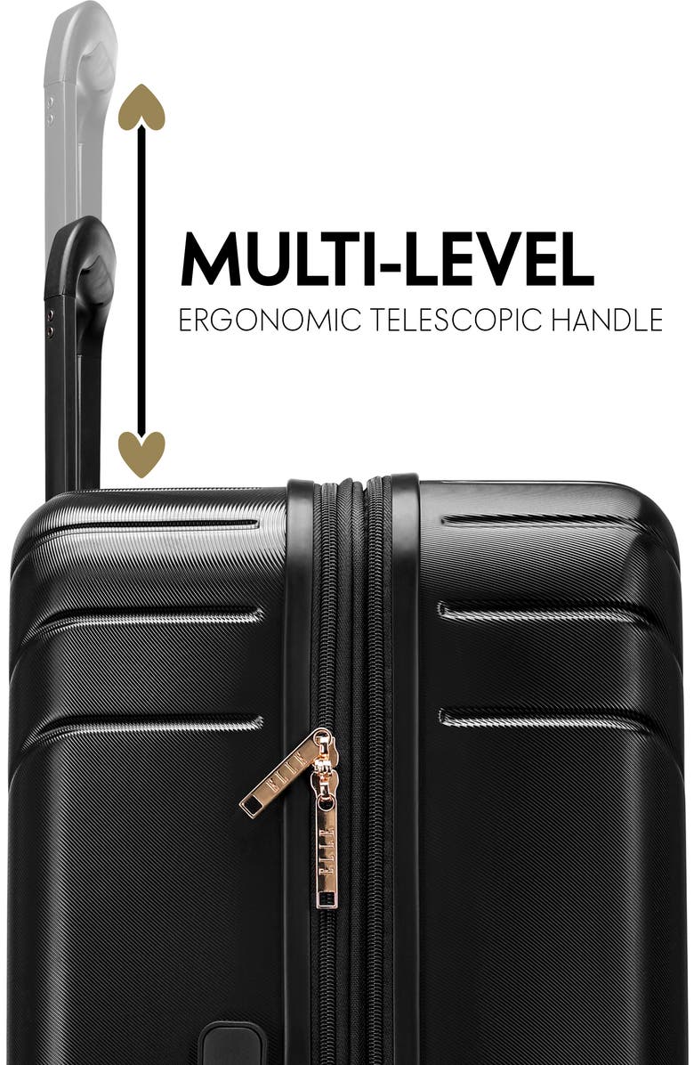 ELLE Louvre 2 Piece Expandable Polycarbonate Spinner Luggage Set, Alternate, color, Black