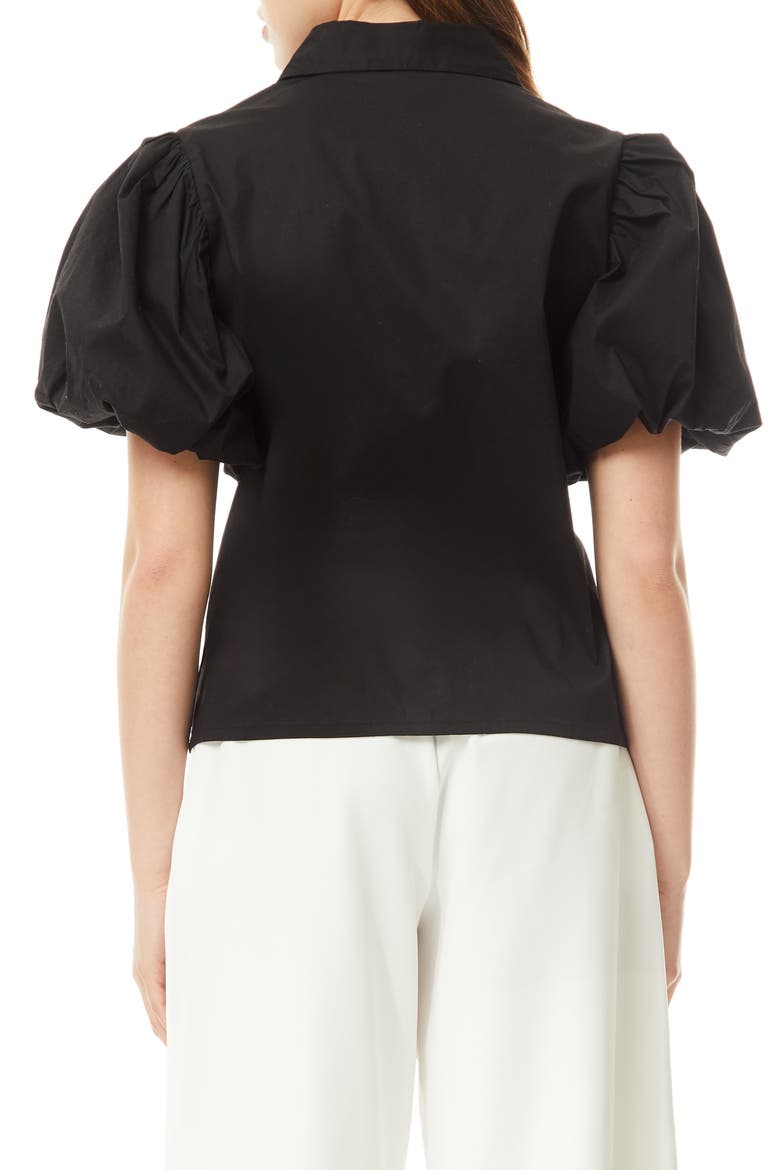 Abigail Puff Sleeve Button-Up Top, Alternate, color, BLACK