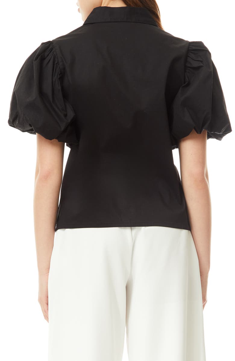 BY DESIGN Abigail Puff Sleeve Button-Up Top, Alternate, color, Black