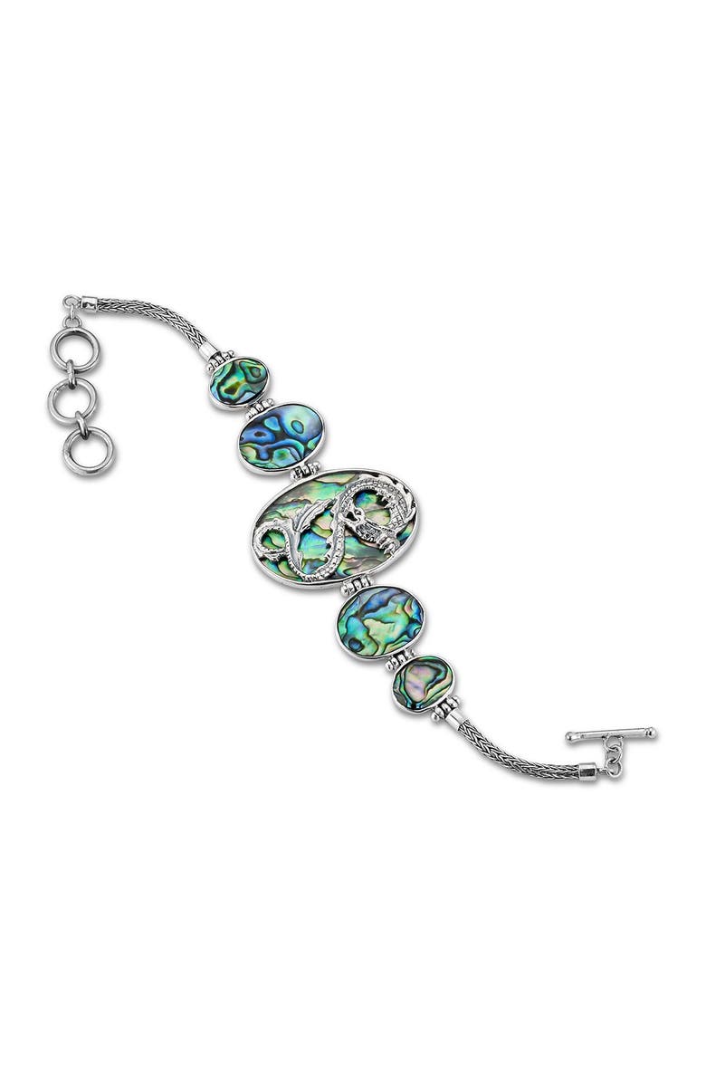 SAMUEL B. Sterling Silver Oval Abalone Dragon Bracelet, Main, color, Blue And Green