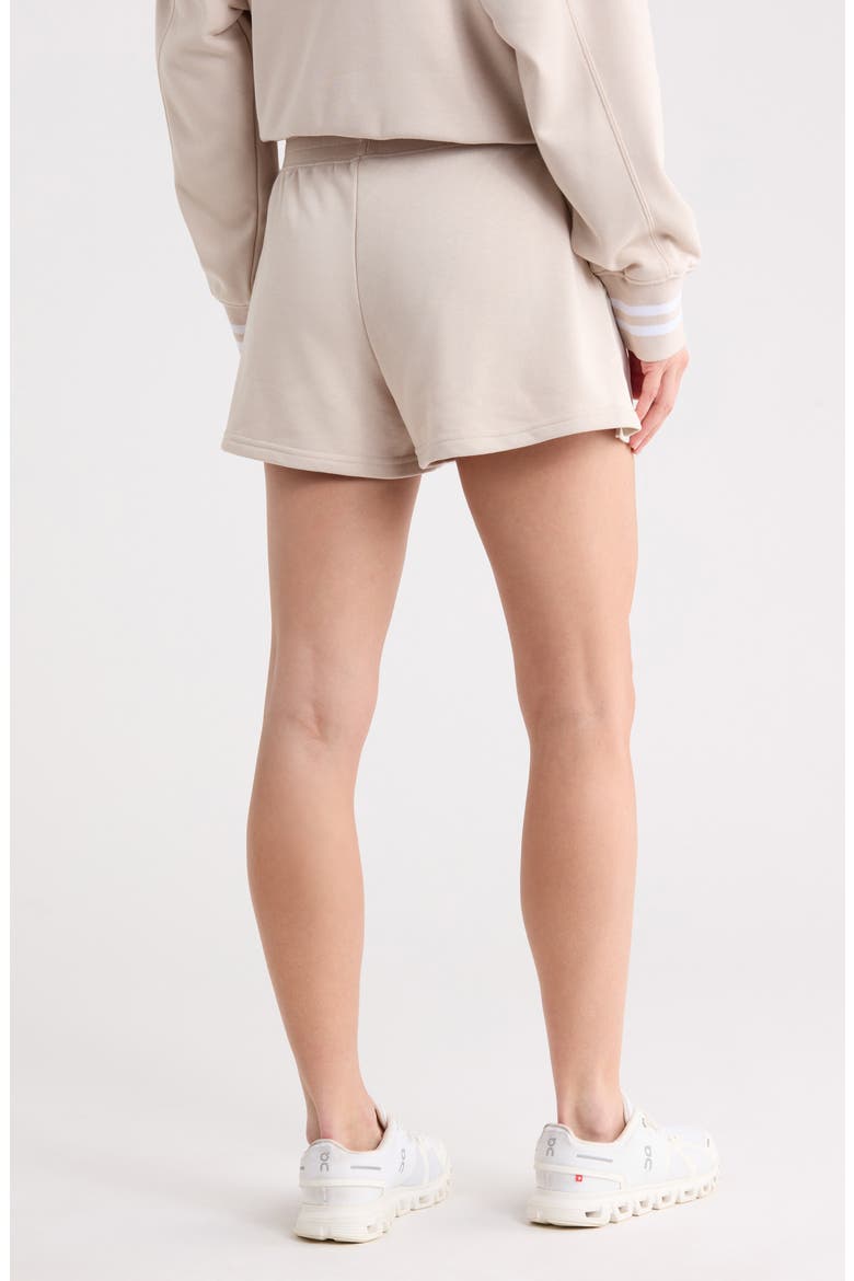 Stripe High Waist French Terry Shorts, Alternate, color, MIST SAND-WHITE DOVE