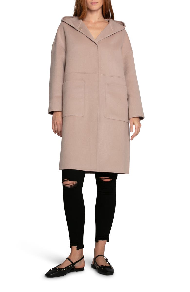 Belle & Bloom Sunday Morning Wool Blend Coat, Main, color, Sand