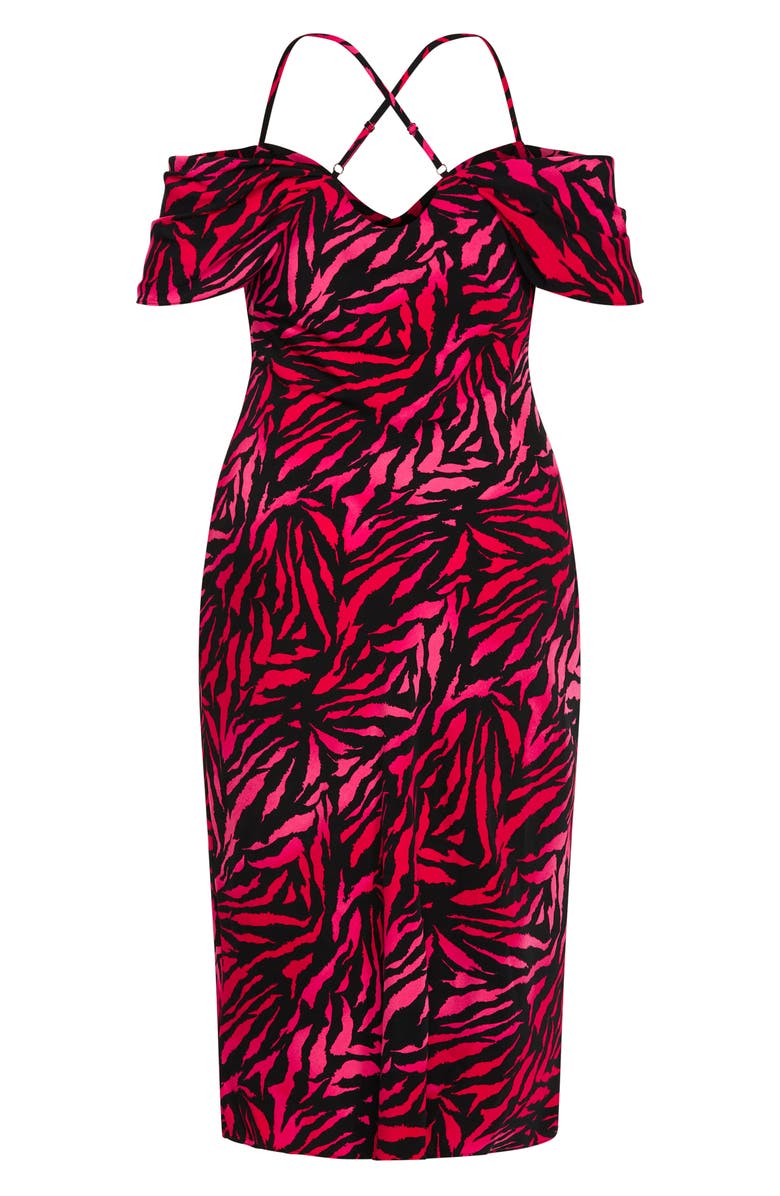 City Chic Mariah Zebra Print Sheath Dress, Alternate, color,