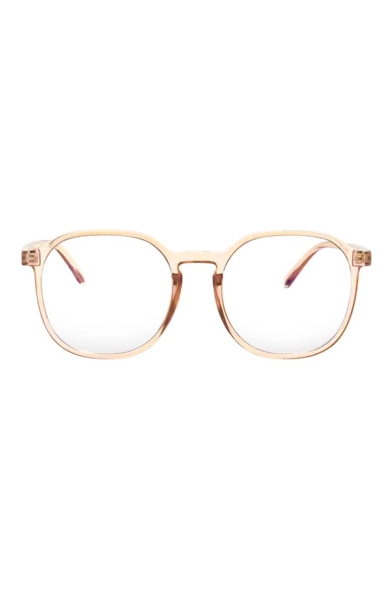 55mm Ruby Round Blue Light Blocking Glasses, Main, color, TAN/ CLEAR