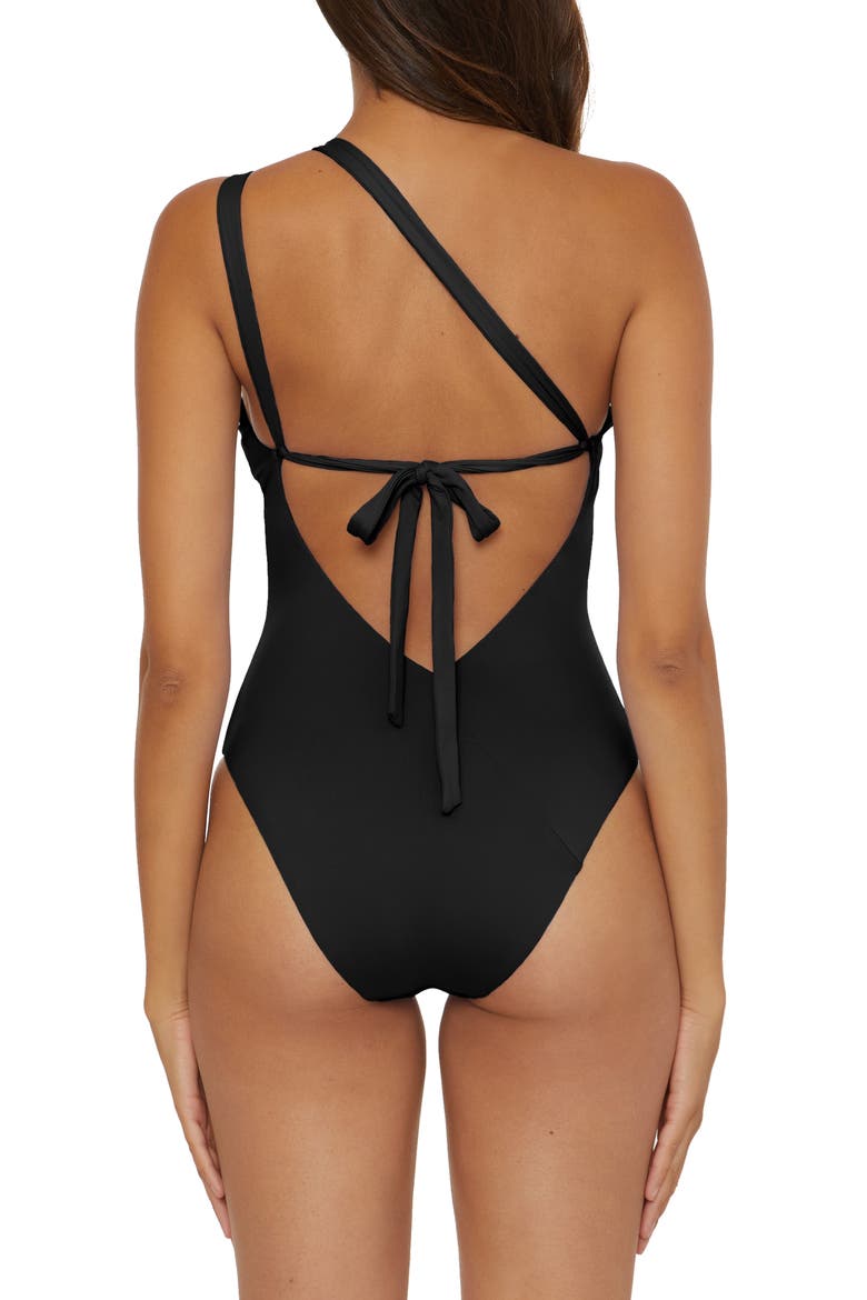 One-Shoulder Cutout One-Piece Swimsuit, Alternate, color, BLACK