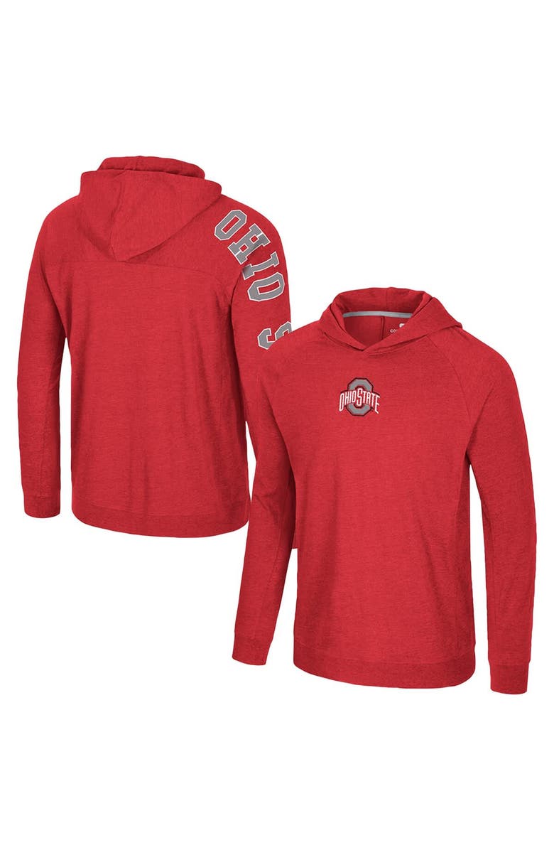 COLOSSEUM Men's Colosseum Scarlet Ohio State Buckeyes Back in Business Long Sleeve Raglan Hooded T-Shirt, Main, color, Scarlet
