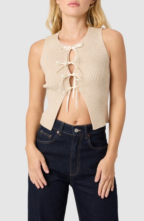 Ribbow Bow Front Knit Tank Top