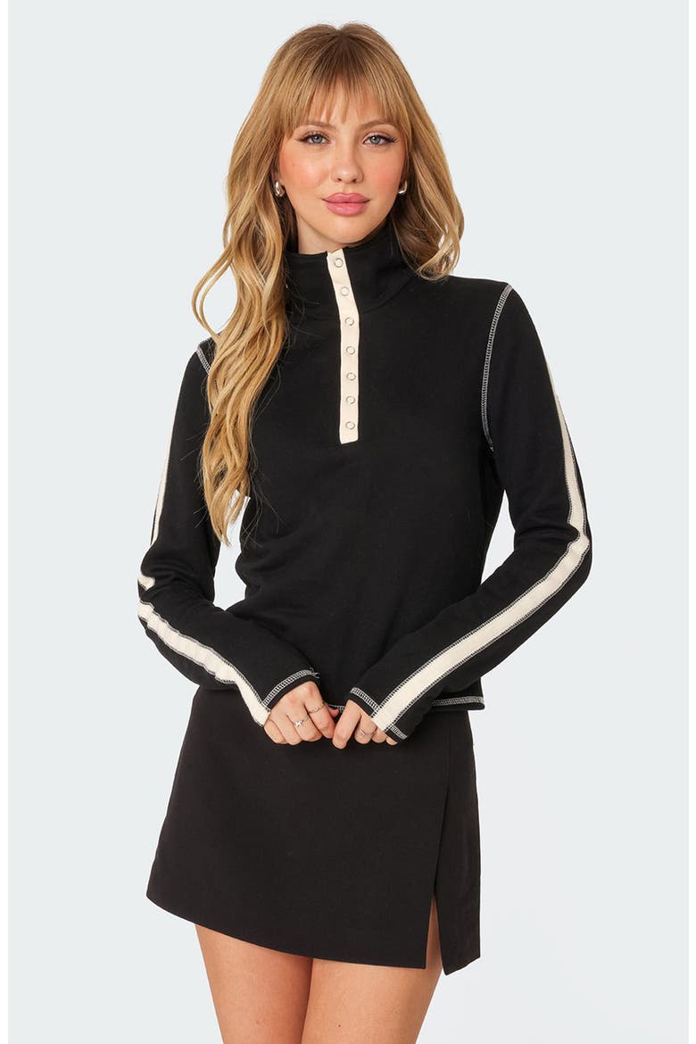 Gio Contrast Stitch Cotton Sweatshirt, Alternate, color, BLACK