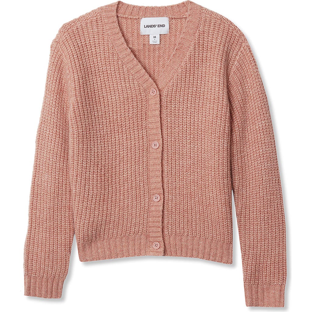 Lands' End Girls Button Front Knit Cardigan In Brown