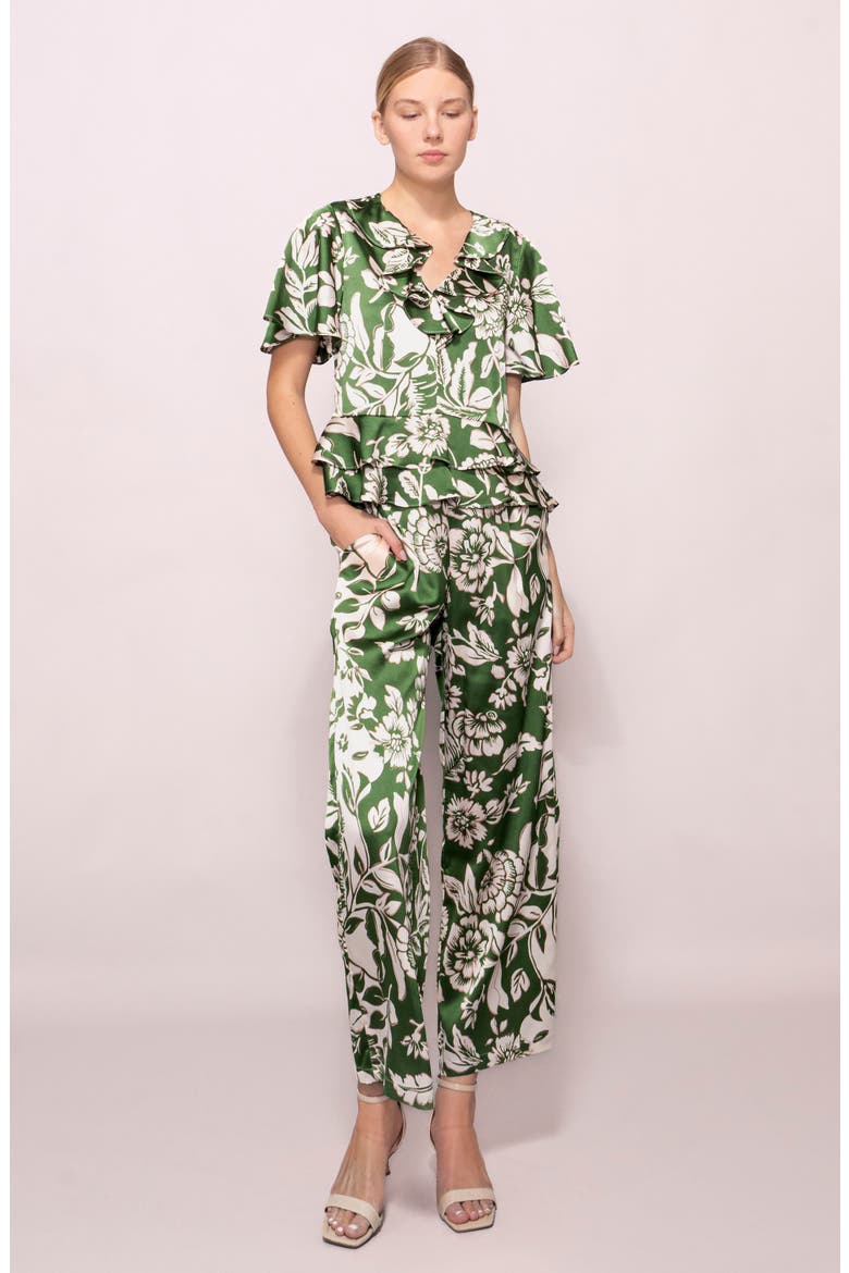 Floral Satin Pants, Alternate, color, GREEN FLORAL