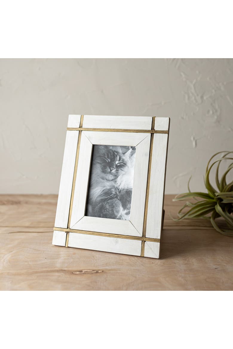 4x6 Bordered White Wood Photo Picture Frame w/ Glass Pane, Alternate, color, White