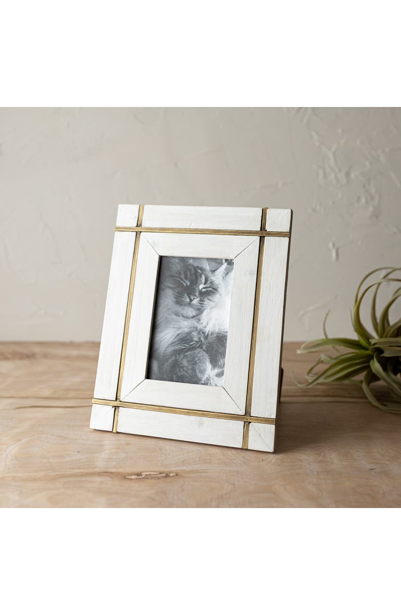 Foreside Home and Garden 4x6 Bordered White Wood Photo Picture Frame w/ Glass Pane, Alternate, color, White