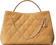 Tory Burch Fleming Quilted Suede Carryall Tote