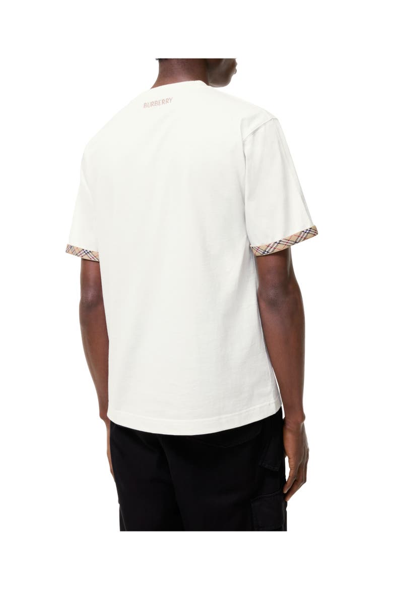 Check Trim Cotton T-shirt, Alternate, color, Chalk white