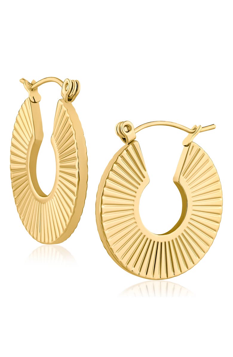 JARDIN Fluted Fan Hoop Earrings, Main, color, Gold