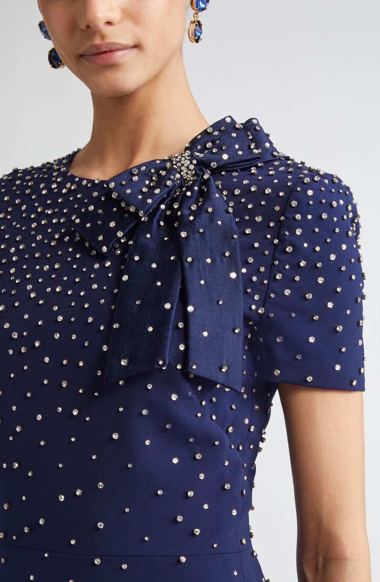 Carolina Herrera Crystal Embellished Stretch Crepe Minidress, Alternate, color, Midnight