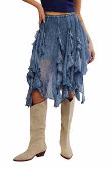 Free People Susanna Ruffle Handkerchief Hem Midi Skirt