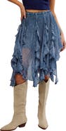 Free People Susanna Ruffle Handkerchief Hem Midi Skirt
