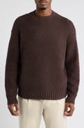 Open Edit Bouclé Crewneck Cotton Blend Sweater