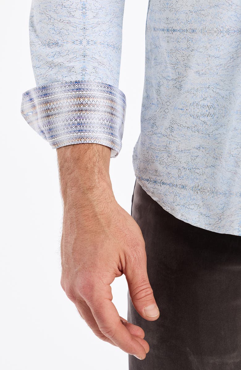 Robert Graham Irving Knit Button-Up Shirt, Alternate, color, Blue