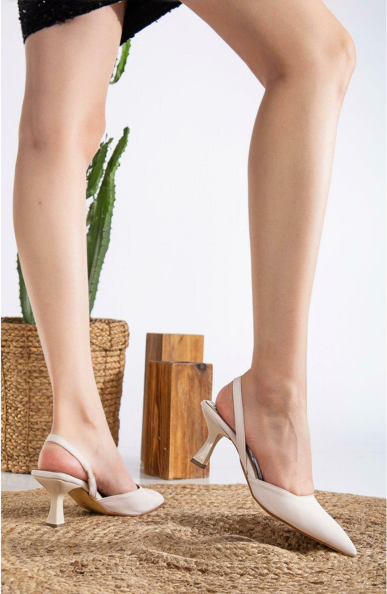 Forever & Always Shoes Rae Slingback Kitten Heel Pumps, Alternate, color, Beige Suede Faux Leather
