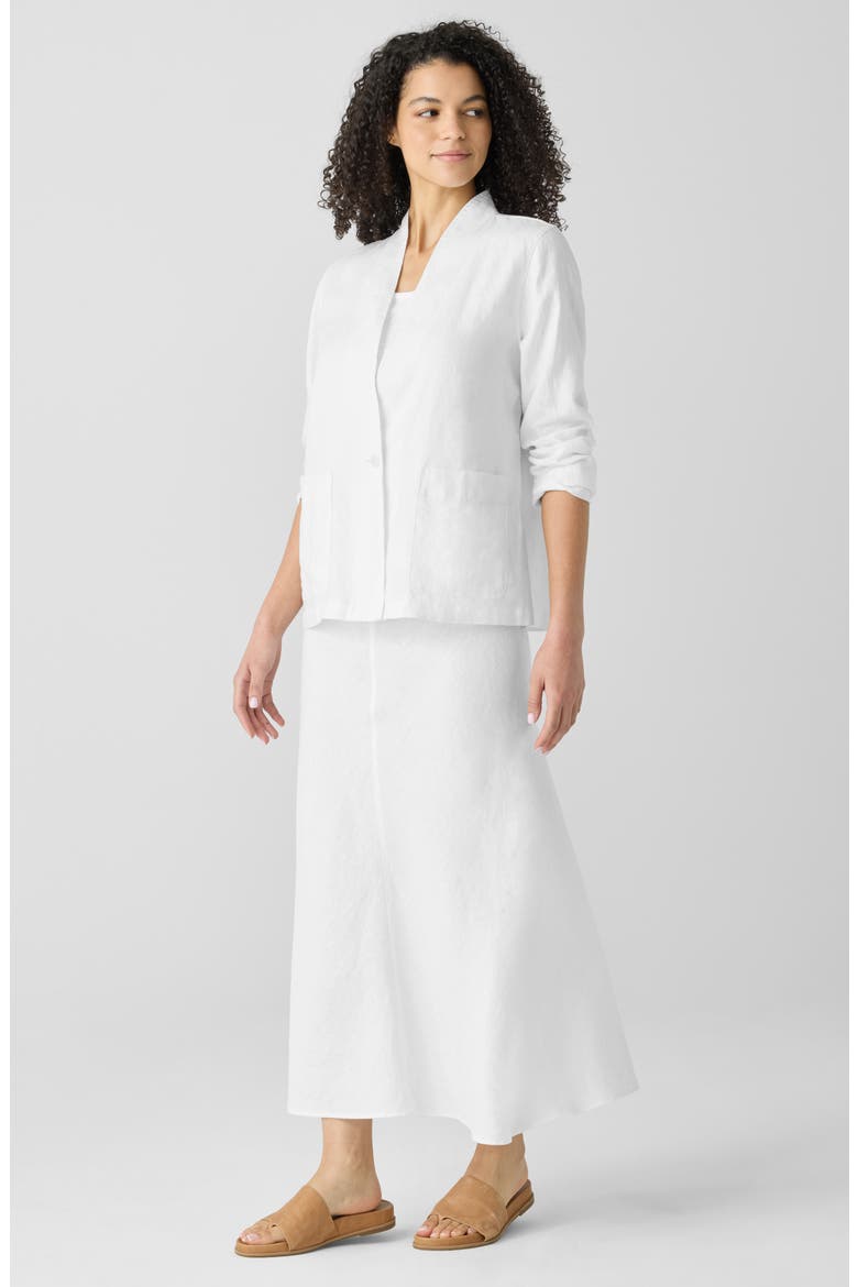 High Collar Organic Linen Jacket, Alternate, color, WHITE