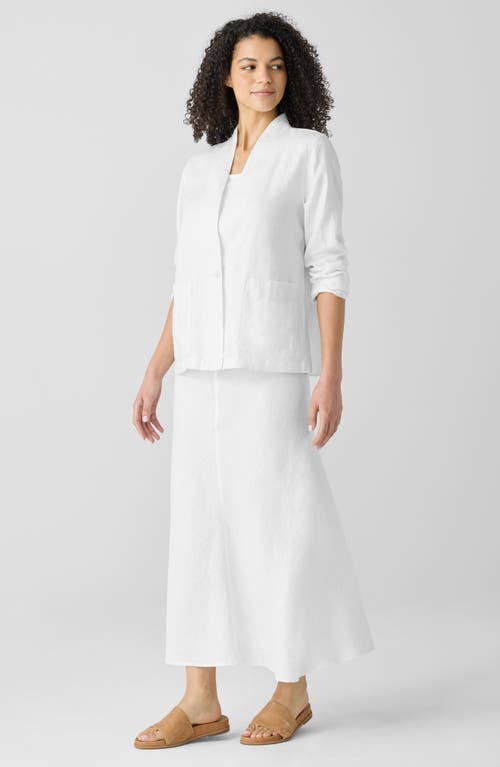 Eileen Fisher High Collar Organic Linen Jacket In White