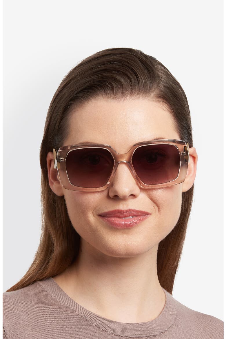 55mm Gradient Rectangular Sunglasses, Alternate, color, CHAMPAGNE/ BROWN SF