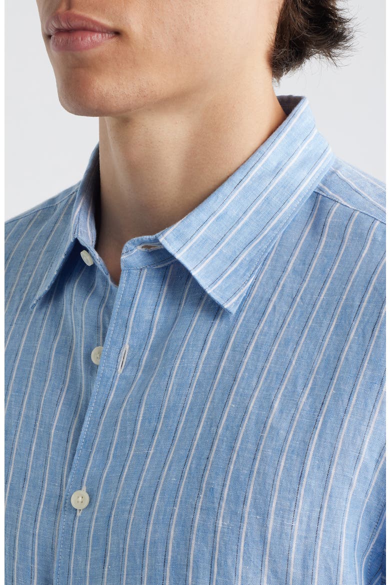 Irving Relaxed Fit Stripe Linen Button-Up Shirt, Alternate, color, CRISP BLUE MULTI