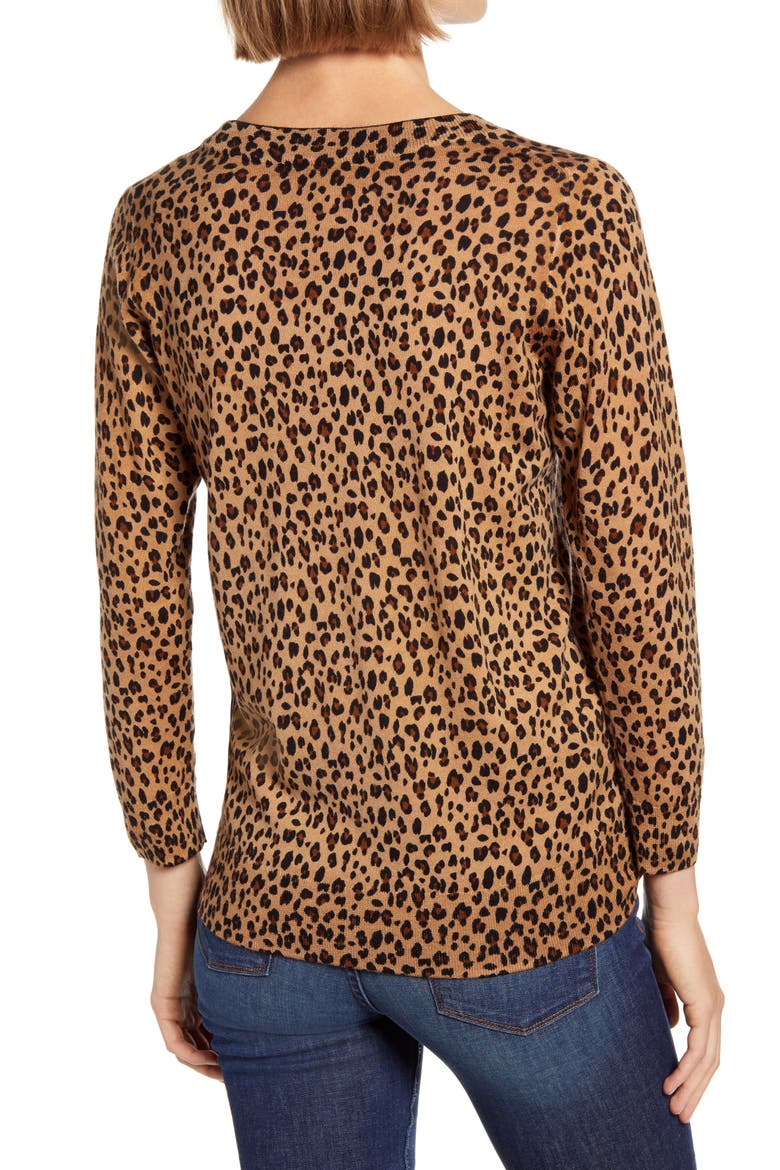 Leopard Print Merino Wool Sweater (Nordstrom Exclusive), Alternate, color, CAMEL MOD LEOPARD
