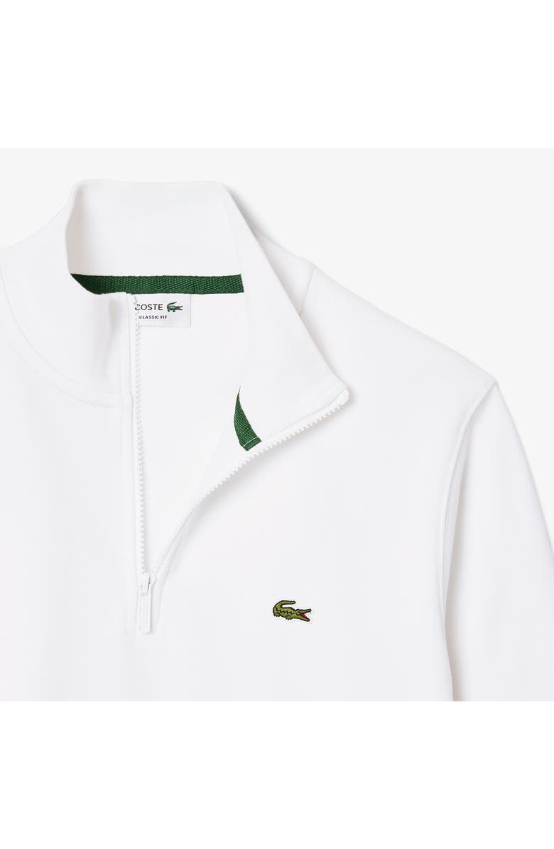 Lacoste Cotton Fleece Half Zip Pullover, Alternate, color, White