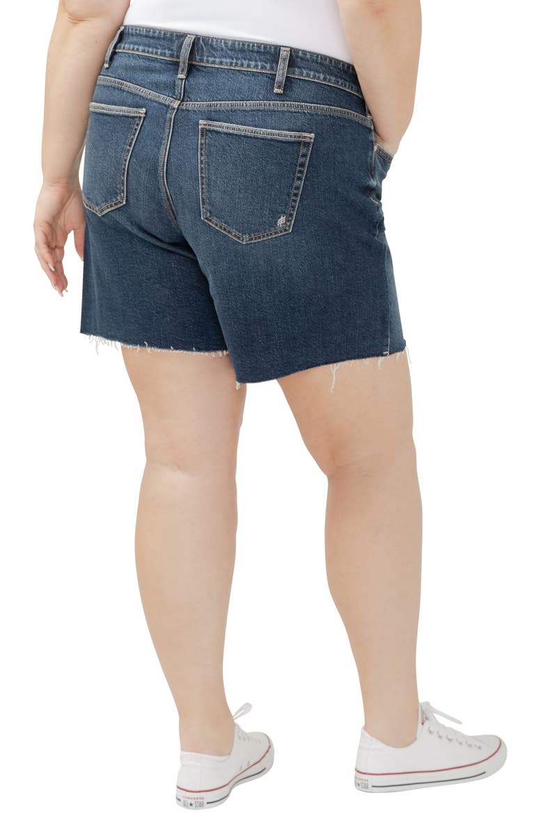 Silver Jeans Co. Suki Curvy Raw Hem Mid Thigh Denim Shorts, Alternate, color, Brooks
