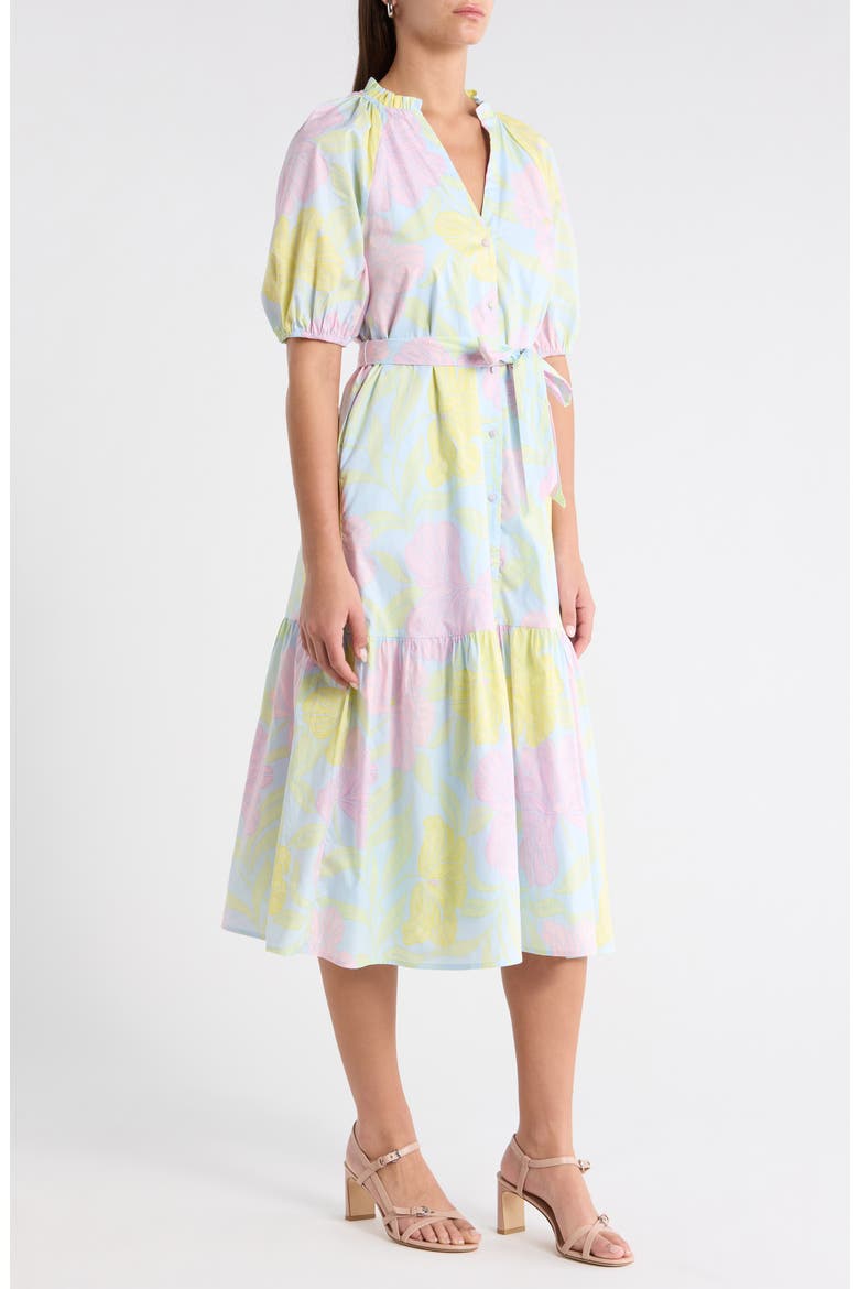 Brisa Floral Wynette Tiered Midi Dress, Alternate, color, LIGHT-BLUE-PINK