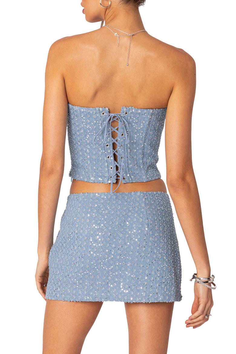 Icing Crystal Detail Strapless Corset Top, Alternate, color, LIGHT-BLUE