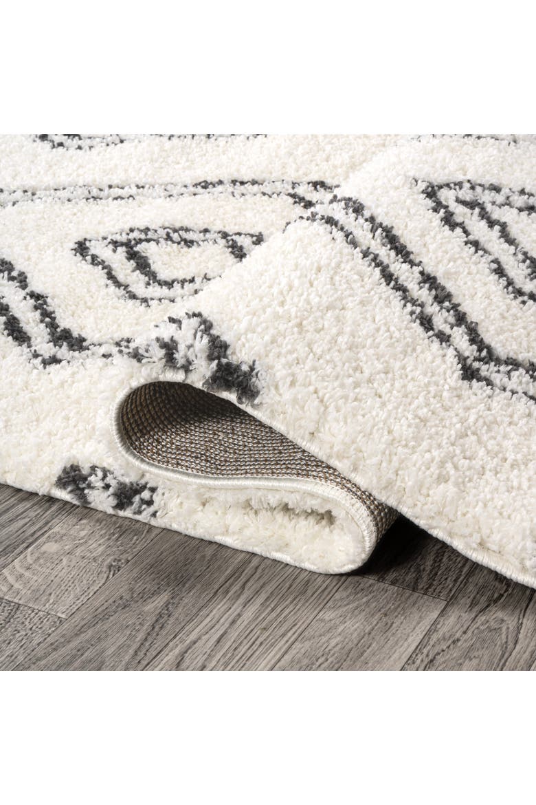 Deia Moroccan Style Diamond Shag Area Rug, Alternate, color, White/Gray