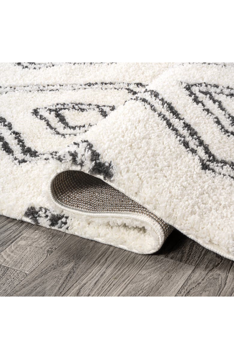 JONATHAN Y Deia Moroccan Style Diamond Shag Area Rug, Alternate, color, White/Gray